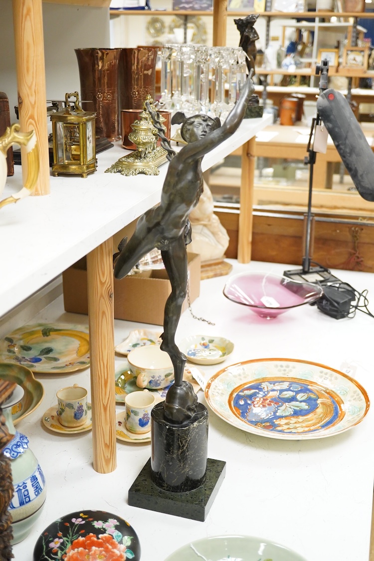 After the antique, a bronze figure of Mercury, 67cm high